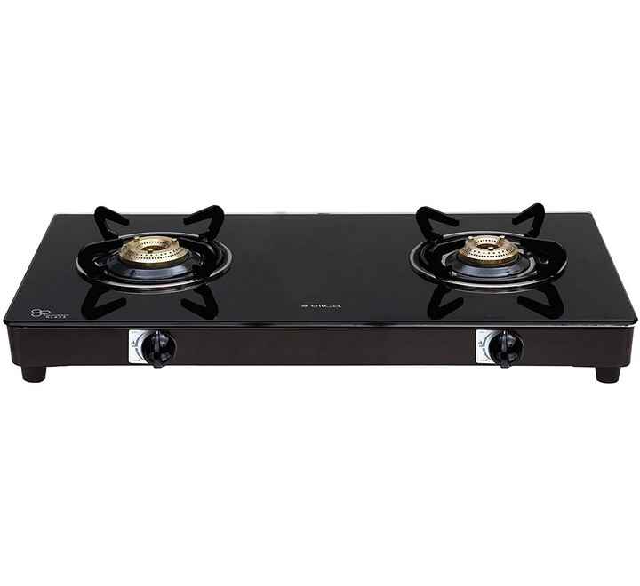 Elica Elica Vetro Glass Top 2 Burner Gas Stove (662CtVetro Blk) Glass Manual Gas Stove  (2 Burners)